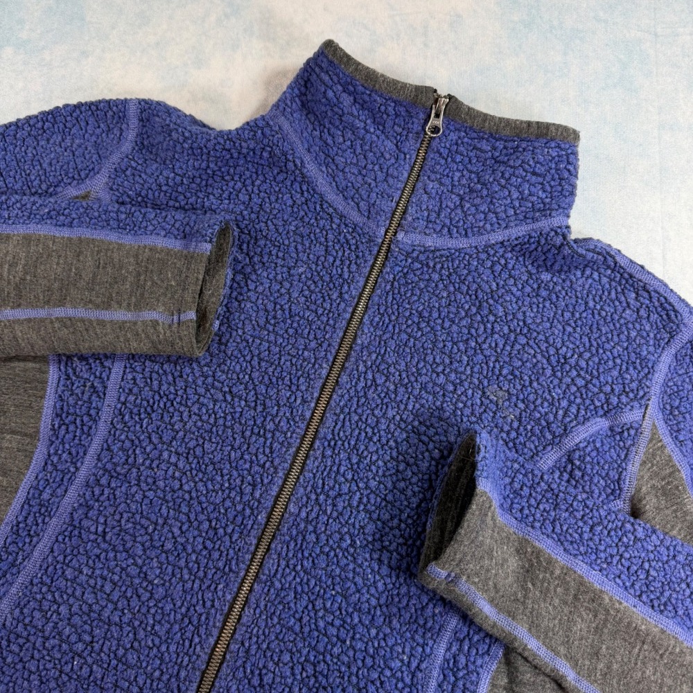 Kuhl Fleece Jacket Womens S Blue Excellent Alfpaca Wool Blend Full Zip Mock Neck